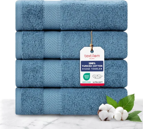 Miniatura 7 de TEXTILOM Juego de 4 toallas de lujo 100% algodón turco, para baño y cocina, gruesas, súper suaves, altamente absorbentes, de secado rápido para cara