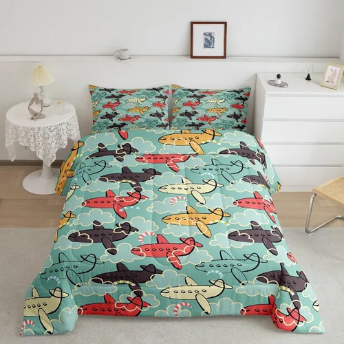 Miniatura 14 de Erosebridal Juego de edredón de camión de bomberos para niños, juego de ropa de cama de panal rojo brillante con diseño de panal de abeja