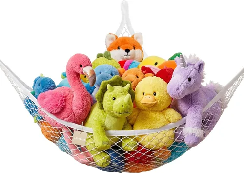 Miniatura 12 de Lazebox Hamaca de red para animales de peluche para juguetes de peluche, hamaca de animales de peluche de esquina para decoración de habitación