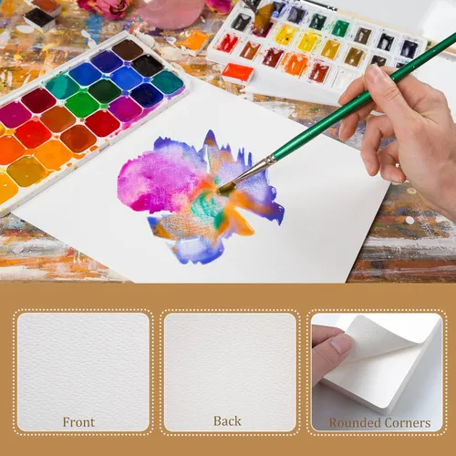 Miniatura 4 de Moriquill Tarjetas de papel de acuarela de 4 x 6, prensa en frío de 300 GSM, 100 hojas, blanco natural sin ácidos, esquinas redondeadas a mano