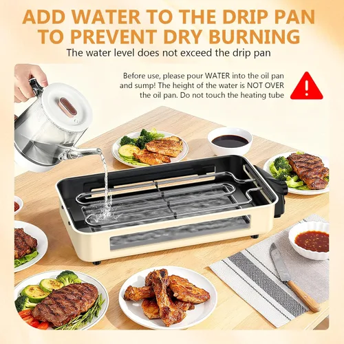 Miniatura 5 de Parrilla Eléctrica para Interiores de 1500W - 2 en 1 Parrilla de Interior Sin Humo para Cocina con Parrilla y Plancha Extraíbles Antiadherentes