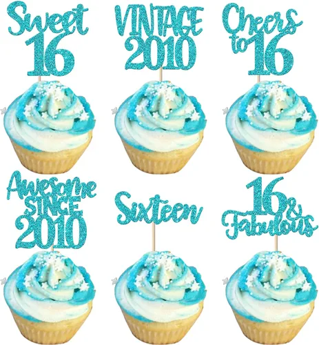 Miniatura 89 de Rsstarxi Paquete de 24 adornos para cupcakes vintage 2019 con purpurina negra para 5º cumpleaños, saludos a 5, cinco, 5, 5 fabulosos para cupcakes