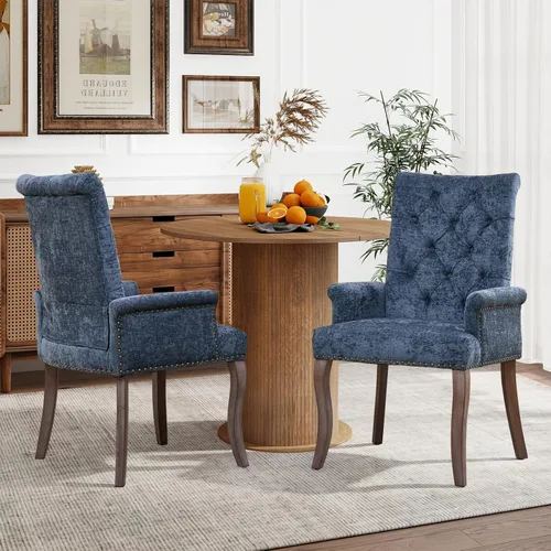 Miniatura 42 de Juego de 6 Sillas de Comedor Tapizadas de Terciopelo, Sillas Laterales de Cocina de Estilo Moderno con Ribete de Tachuelas y Patas de Madera, Anillo