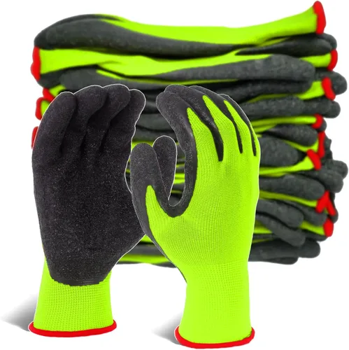 Miniatura 24 de Evridwear Guantes de trabajo de seguridad con recubrimiento de goma de látex arrugado aplicado a mano para hombres y mujeres, uso general múltiple