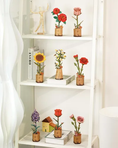 Miniatura 4 de rowood Rompecabezas 3D de flores de madera, juego de bloques de construcción de flores, kit de manualidades, día de la madre, día de San Valentín