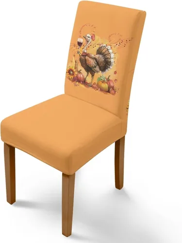 Miniatura 100 de Rnyleeg Thanksgiving Chair Covers for Living Room No Arms Turkey Pumpkin Stretch Dining Chair Covers Set of 6 Soft Washable Kitchen Chair Protector