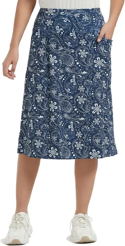 Miniatura 29 de NOOYME Falda pantalón de 28 pulgadas para mujer con 3 bolsillos, modesta, longitud hasta la rodilla, atlética, midi