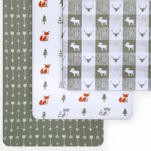 Miniatura 2 de GROW WILD - Juego de sábanas bajeras unisex para cuna (paquete de 3) – Sábanas de algodón de punto jersey para cuna para niños o niñas, juego