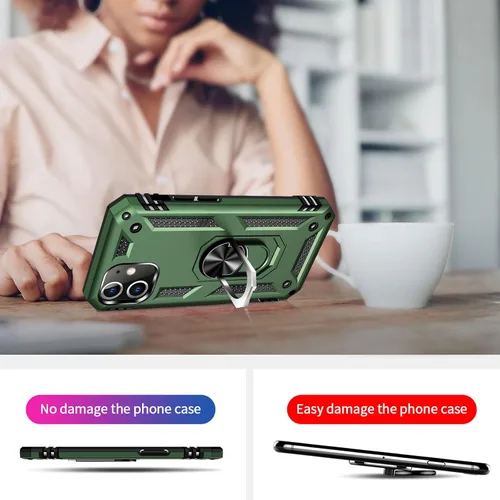 Miniatura 6 de Yiakeng Funda para iPhone 12 Mini: Funda para iPhone 12 Mini con protector de pantalla HD, fundas protectoras de grado militar con anillo para Verde