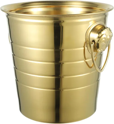 BESTOYARD Cubo de hielo de acero inoxidable de 2.7 cuartos con cabeza de tigre dorado, cubo de fiesta aislado de doble pared para cerveza, vino, uso
