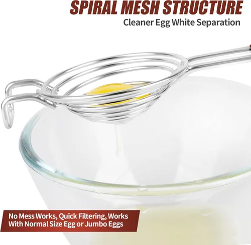 Miniatura 6 de SOLEADER Separador de huevos, herramienta separadora de yema blanca, acero inoxidable de grado alimenticio, apto para lavavajillas, trabajo