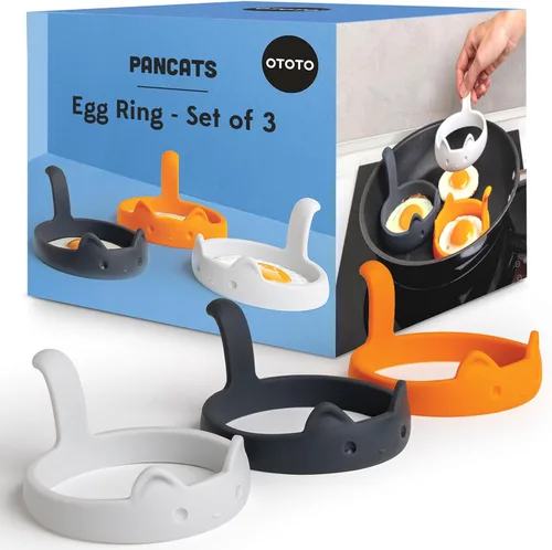 OTOTO PanCats Juego de 3 anillos para huevos de silicona - Anillos para huevos para freír huevos, anillo antiadherente para cocinar huevos fritos,
