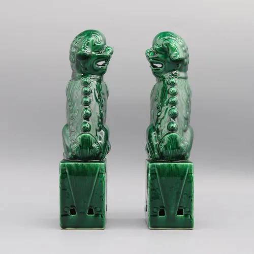 Miniatura 6 de Eastern tide Par de perros Foo, Perros Fu, perros Buda, Leones guardianes chinos, escultura de cerámica, decoración del hogar