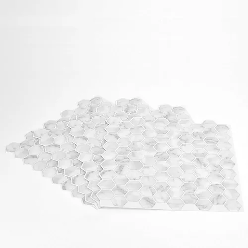 Miniatura 7 de In Home InHome NH2359 - Azulejos hexagonales de mármol para salpicaduras, color blanco y blanco roto