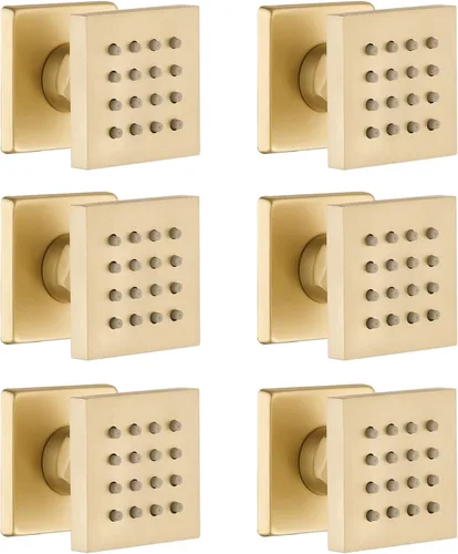 Miniatura 15 de HOMEDEC Cabezal de ducha redondo de latón de 2 pulgadas, para masaje, spa, soporte de pared, 4 piezas, negro mate