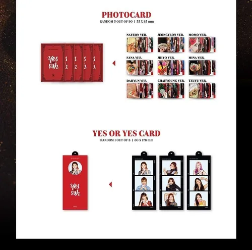 Miniatura 4 de TWICE 6th Mini álbum YES OR YES [versión aleatoria] 1CD + Photobook + Photocards + tarjeta de sí o sí + póster plegado + máscara facial MAFF Premium