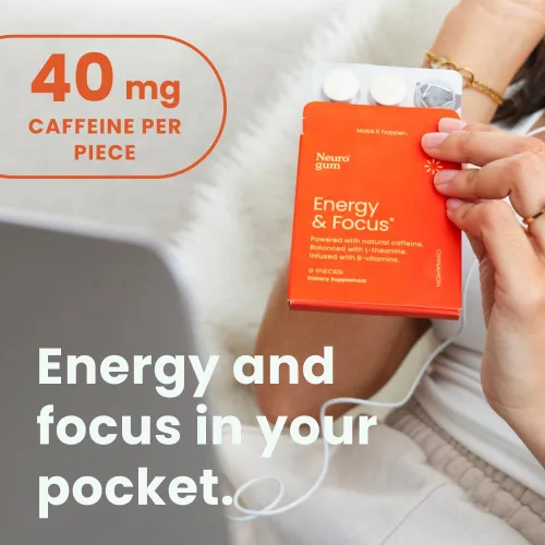 Miniatura 6 de NeuroGum Energy & Focus, canela, 12 paquetes, 9 piezas cada uno