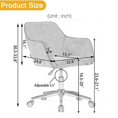 Miniatura 2 de Silla de escritorio moderna de piel sintética, silla tapizada y esponjosa para oficina en casa, silla de tocador de maquillaje para adolescentes