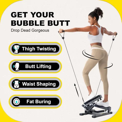Miniatura 6 de ZIWWVY Máquina paso a paso con bandas de resistencia, mini paso a paso con capacidad de peso de 300 libras, paso a paso giratorio para entrenamiento