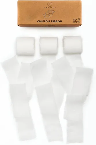 Miniatura 22 de Juego de 3 rollos de cinta de gasa de gasa hecha a mano con flecos de 1.5 pulgadas x 7 yardas para decoración de flores, invitaciones de boda