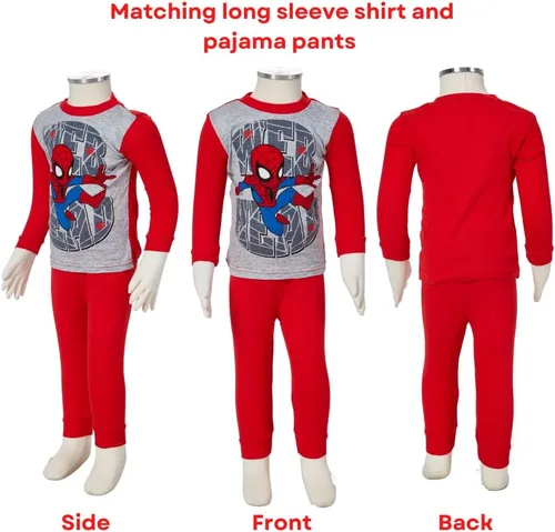 Miniatura 5 de Marvel Spiderman Pajamas Set, 4 Piece Sleepwear for Toddlers and Little Kids, Sizes 18M & 2T