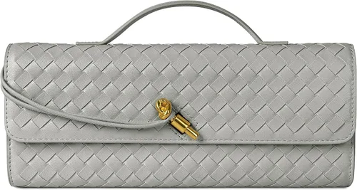 Miniatura 18 de Joryin Bolso tejido para mujer, bolso de mano de cuero tejido, bolso cruzado, bolso formal de noche, cuero vegano