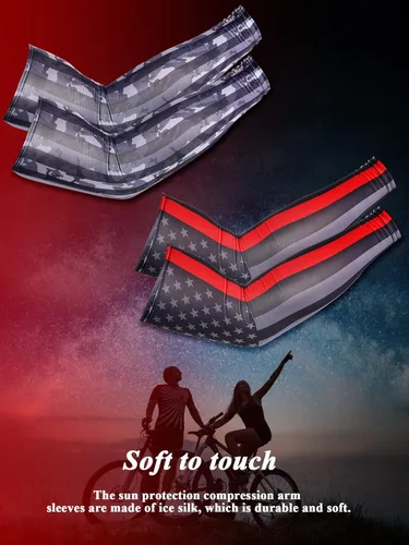 Miniatura 4 de 8 pares de mangas de compresión para hombres y mujeres, protección solar UV, manga para brazos, bandera de Estados Unidos, 250 aniversario