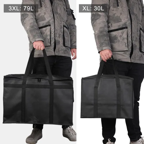 Miniatura 6 de Bolsa aislada para entrega de alimentos, XXXL, enfriador de alimentos reutilizable con aislamiento, bolsa de mano para compras, viajes, puertas