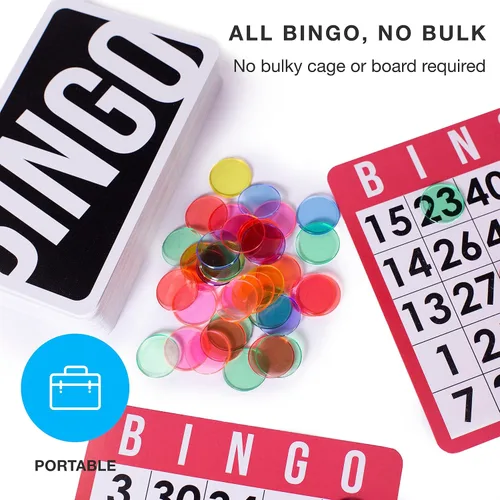 Miniatura 2 de Royal Bingo Supplies Juego de bingo para adultos, personas mayores y familia, 1000 fichas, 100 tarjetas, mazo jumbo de tarjetas de llamada, juego
