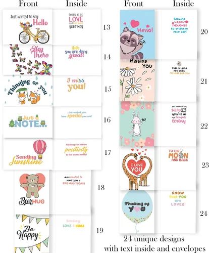 Miniatura 3 de Thinking of You Tarjetas con sobres, 24 tarjetas de felicitación de género neutro con 24 diseños únicos, desplegadas de 8.3 x 5.8 pulgadas, plegadas