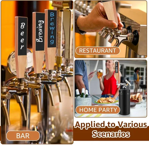 Miniatura 8 de Mango de barril de cerveza de madera, mango de barril de 3/8 "-16 UNC rosca, mango de barril de haya para grifo de cerveza Kegerator con 3 bolígrafos