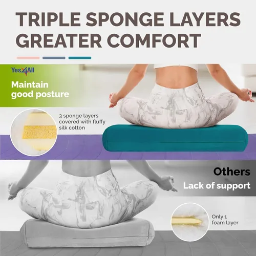 Miniatura 3 de Yes4All Triple-Layer Sponge Yoga Bolster Pillow for Restorative Yoga & Meditation - Versatile Yoga Support Pillow, Balance & Poses Modification
