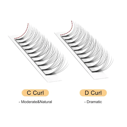 Miniatura 2 de QUEWEL Extensiones de pestañas prefabricadas en abanico, 6D Extensiones de pestañas prefabricadas de 0.07mm de grosor, rizado C, mezcla de 8-15mm