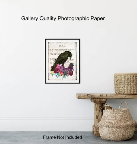 Miniatura 8 de The Raven Edgar Allan Poe Decor – Regalo para medieval, gótico, Wicca, Wiccano, brujería, abanico oculto, mujer, arte de pared gótico – Póster