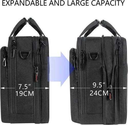 Miniatura 7 de VANKEAN Maletín para laptop para hombres y mujeres, bolsa para laptop de 17.3 pulgadas, bolsa mensajero repelente al agua y expandible con correa