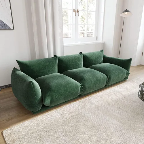 Miniatura 9 de JACH Otomana Cómoda de Estilo Moderno de Mediados de Siglo, Reposapiés de Sofá de Chenilla con Cojín Grueso, Muebles Taburete de 26" para Espacios