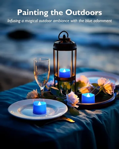 Miniatura 8 de Homemory - Velas de té LED color azul, funcionan con pilas, más de 200 horas de duración, velas sin llama parpadeantes falsas eléctricas con LED