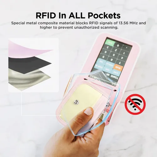 Miniatura 5 de Babysun Mini tarjetero Rfid delgado con bolsillo con cremallera para cambio/3 ranuras para tarjetas/llavero, cartera pequeña delgada para tarjetas