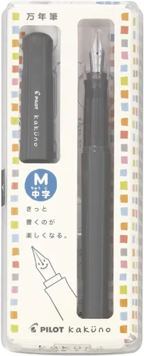 Miniatura 2 de Pilot Kakuno Pluma Estilográfica para Principiantes, Punta Media, Cuerpo Gris (FKA-1SR-GYM)