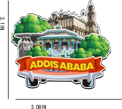 Miniatura 3 de Imán de madera para nevera de Addis Abeba Etiopía, monumentos 3D, recuerdos coleccionables, decoración hecha a mano -2863