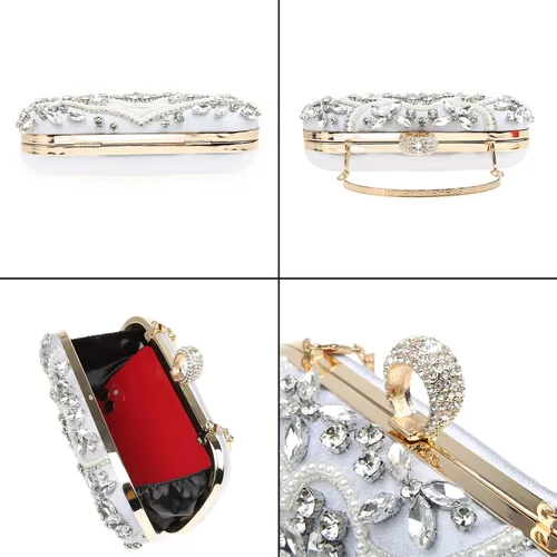 Miniatura 5 de Womens Sparkly Rhinestone Crystal Clutch Bag Glitter Sequin Bridal Purse Evening Handbag for Wedding Party Prom