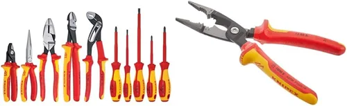 Knipex Tools LP - Juego de 10 alicates, cortadores y destornilladores aislados de 1000 V + alicates de instalación eléctrica KNIPEX