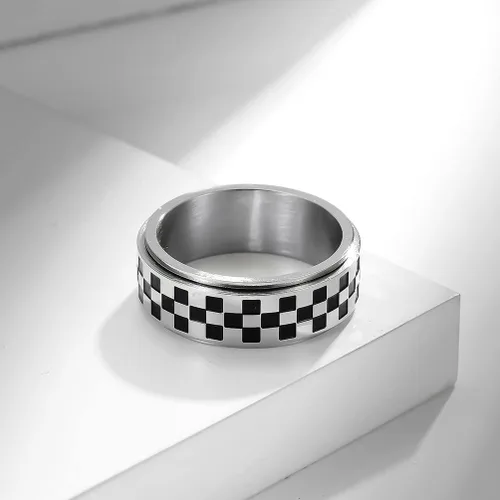 Miniatura 3 de Anillos giratorios de acero inoxidable de 0.315in, color negro, blanco, para mujeres, hombres, niños, adolescentes, niñas, delicados anillos
