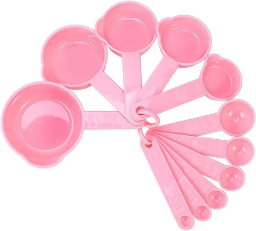 Juego de tazas y cucharas medidoras, 11 tazas medidoras de plástico y cucharas para ingredientes secos y líquidos, juego de 5 tazas medidoras y 6