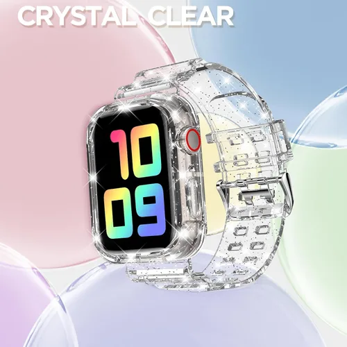 Miniatura 4 de DABAOZA - Correa compatible con Apple Watch de 49 mm, 46 mm, 45 mm, 44 mm, 42 mm, 41 mm, 40 mm, 38 mm, con protector, correa de TPU brillante