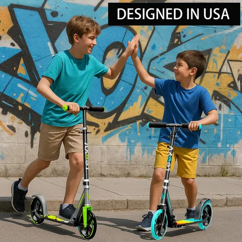 Miniatura 6 de Scooter para niños de 6 a 12 años y adultos Altura ajustable, plegable, marco de aluminio ligero Soporta hasta 220 libras Paseo suave