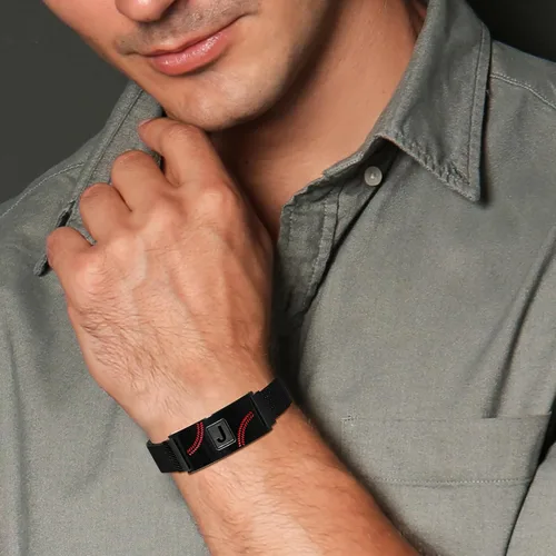 Miniatura 2 de Fervia Regalos de graduación de Pascua para hombres, pulsera con inicial de béisbol, color negro, plateado, dorado, acero inoxidable, pulseras