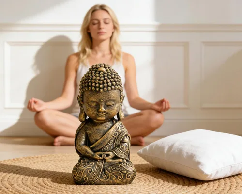 Miniatura 2 de Estatua de Buda para bebé, decoración de interior, 8 pulgadas, de resina, oración, estatua de Buda espiritual, decoración de habitación, regalos zen