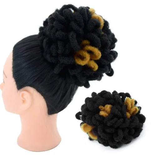 Miniatura 26 de Yinmei Baibian Loc Cola de Caballo con Cordón Moño de Pétalos Moños de Rastas Afro Rojas Cola de Caballo Rizado Hinchado Trenza Colas de Caballo