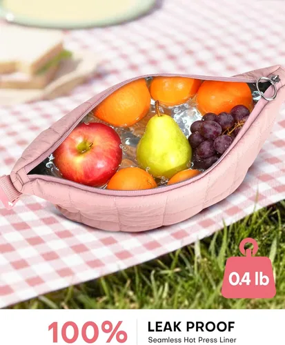 Miniatura 6 de Bolsa de almuerzo Elmklare para mujeres y hombres, caja de almuerzo acolchada tipo puffer para mujeres, bolsas de almuerzo con aislamiento a prueba